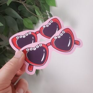 Dutch Bros Pink Sunglasses Stickers Valentines Day Large NEW